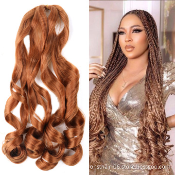 Spiral Curl Synthetic Hair Ombre Pre Stretched Crochet Braiding Hair 24inch Spiral For Women Extensions High Temperature Wire